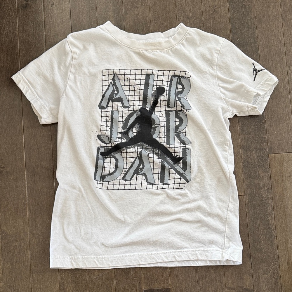 Nike White Tee with Black and Gray Jumpman Graphic